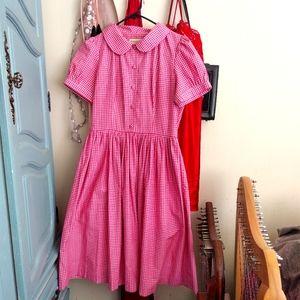Magenta Barbie Pink Gingham Fifi Chachnil Peter Pan Vintage Hearts & Found Dress